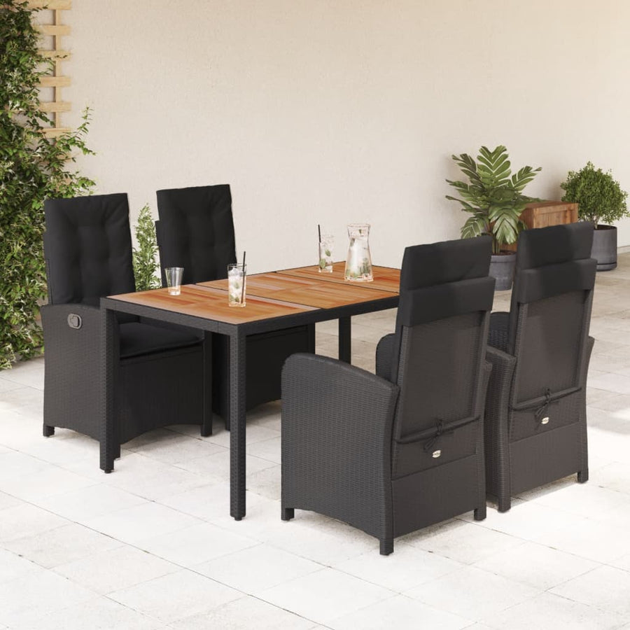 5-Delige Tuinset Met Kussens Poly Rattan Zwart