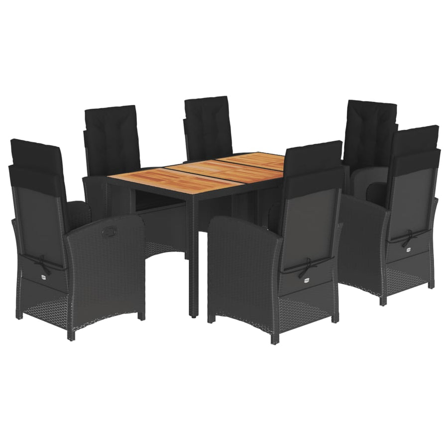 7-Delige Tuinset Met Kussens Poly Rattan Zwart