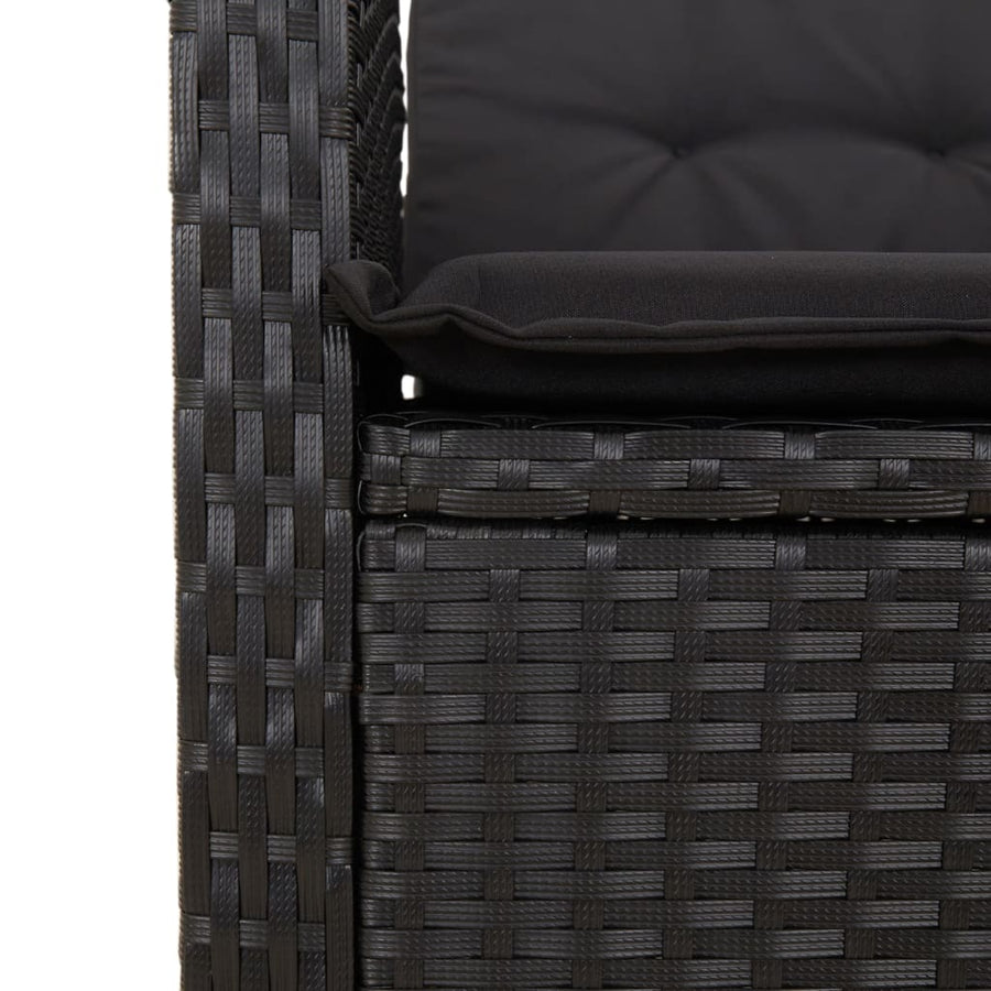7-Delige Tuinset Met Kussens Poly Rattan Zwart 6 190 cm tafellengte