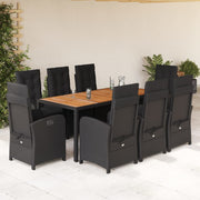 Tuinset 9-delig poly rattan zwart