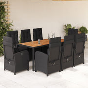 Tuinset 9-delig poly rattan zwart