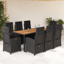9-Delige Tuinset Poly Rattan Zwart 8 190 cm tafellengte