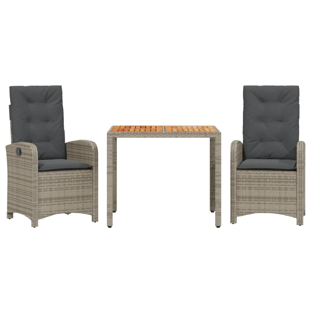 3-Delige Tuinset Met Kussens Poly Rattan Grijs 1