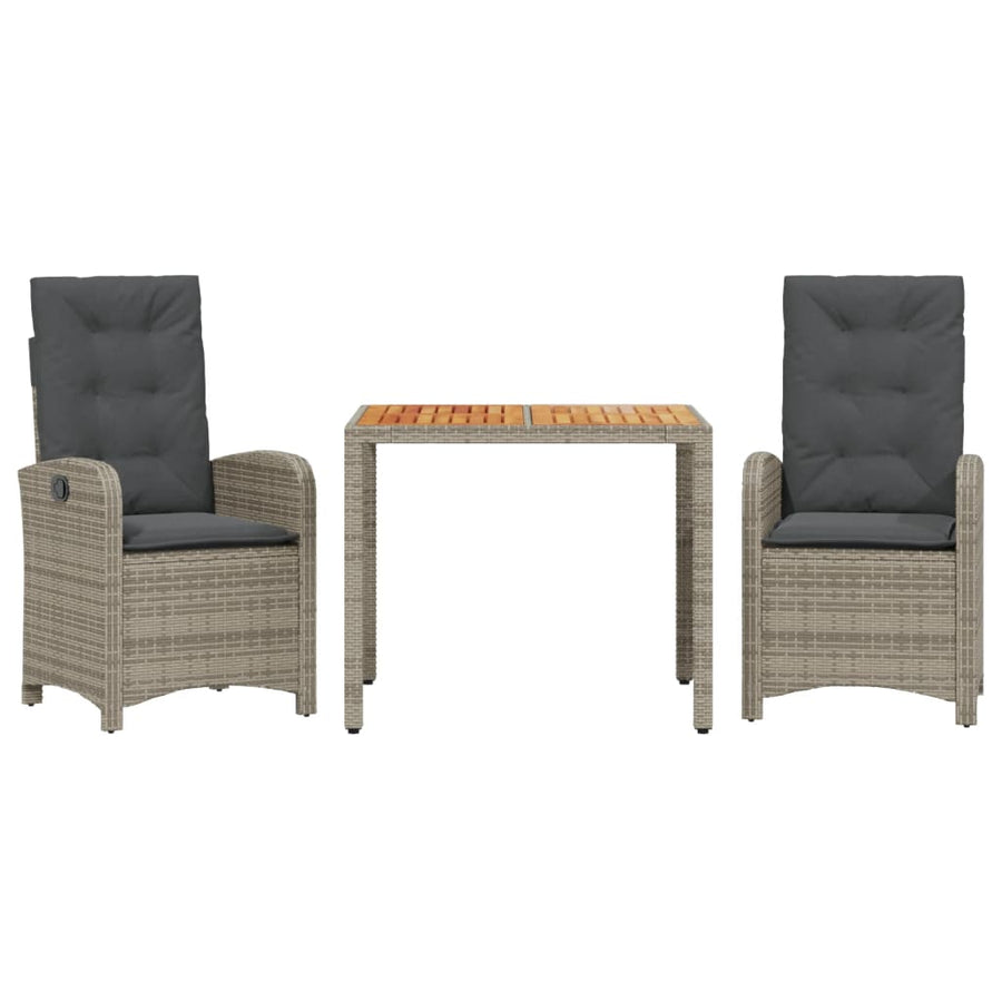 3-Delige Tuinset Met Kussens Poly Rattan Grijs 1