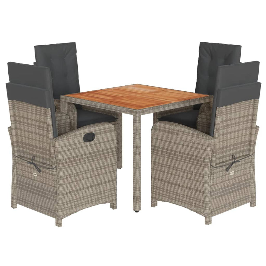 5-Delige Tuinset Met Kussens Poly Rattan Grijs 1