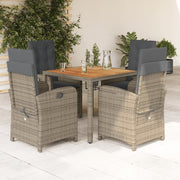 Tuinset 5-delig poly rattan grijs met kussens