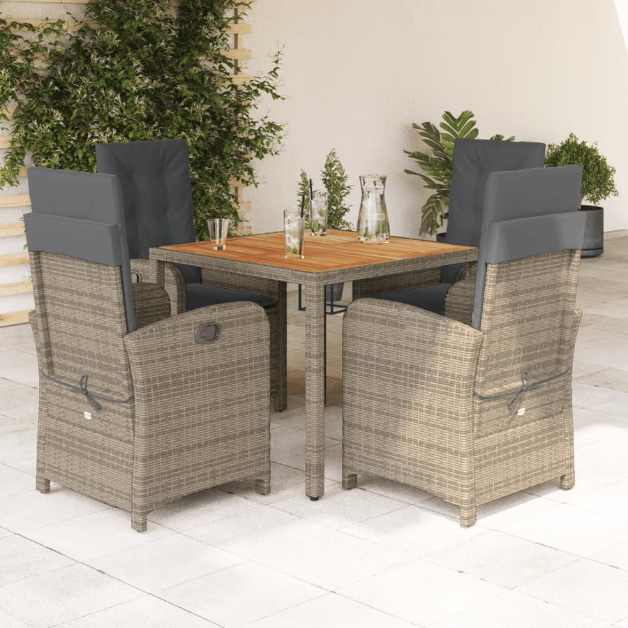 5-Delige Tuinset Met Kussens Poly Rattan Grijs 1
