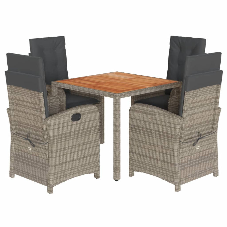 5-Delige Tuinset Met Kussens Poly Rattan Grijs 1