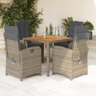 Tuinset 5-delig poly rattan grijs