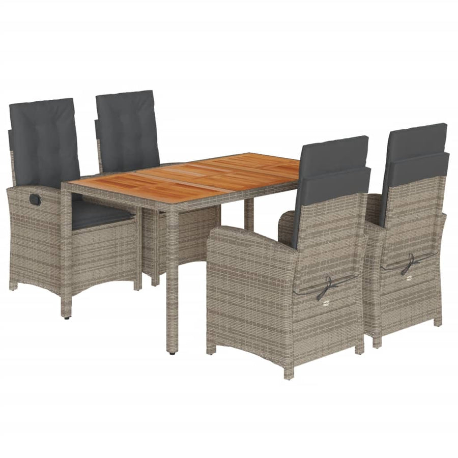 5-Delige Tuinset Met Kussens Poly Rattan Grijs