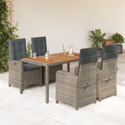 Tuinset 5-delig poly rattan grijs