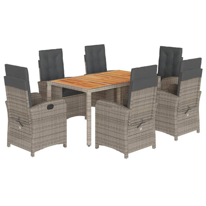 7-Delige Tuinset Met Kussens Poly Rattan Grijs