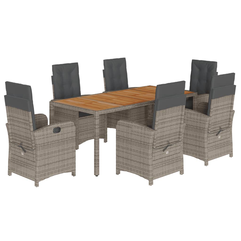 7-Delige Tuinset Met Kussens Poly Rattan Grijs