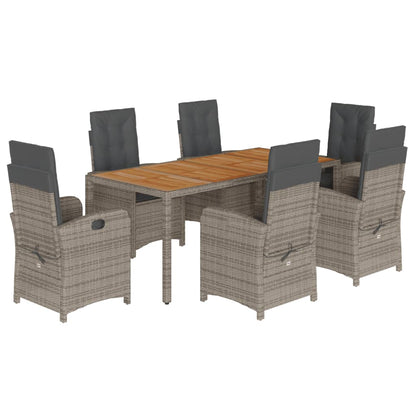 7-Delige Tuinset Met Kussens Poly Rattan Grijs