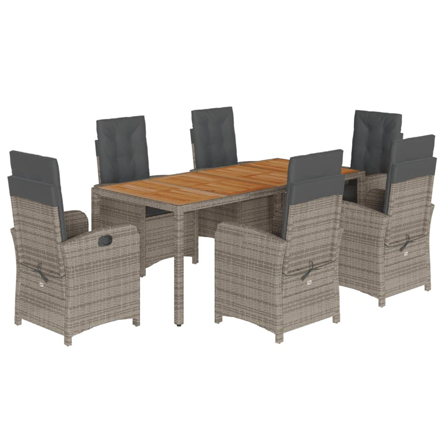 7-Delige Tuinset Met Kussens Poly Rattan Grijs