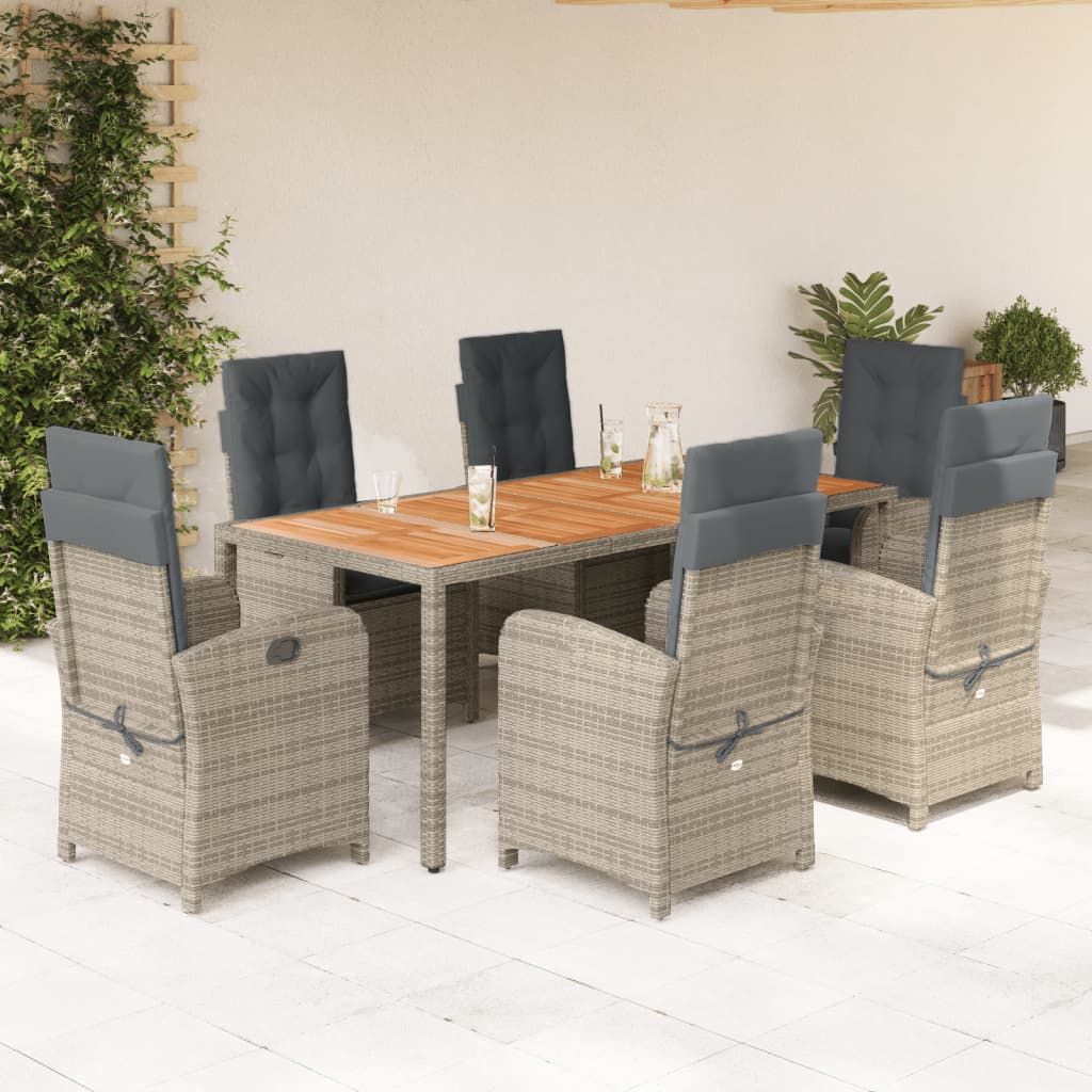 7-Delige Tuinset Met Kussens Poly Rattan Grijs