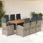 Tuinset 9-delig poly rattan grijs met kussens