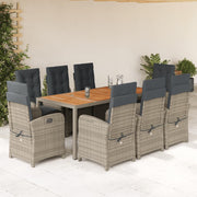 Tuinset 9-delig poly rattan grijs met kussens