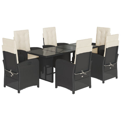 Tuinset met kussens poly rattan 7 Zwart en crème Zonder voetensteun