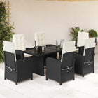 Tuinset 7-delig poly rattan zwart met kussens