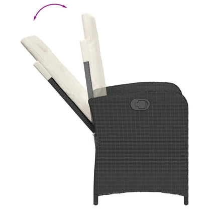 Tuinset poly rattan 9 Zwart en crème Zonder voetensteun