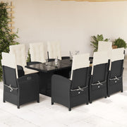 Tuinset 9-delig poly rattan zwart