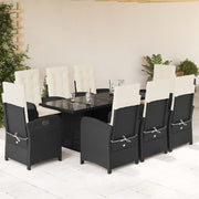 Tuinset 9-delig poly rattan zwart