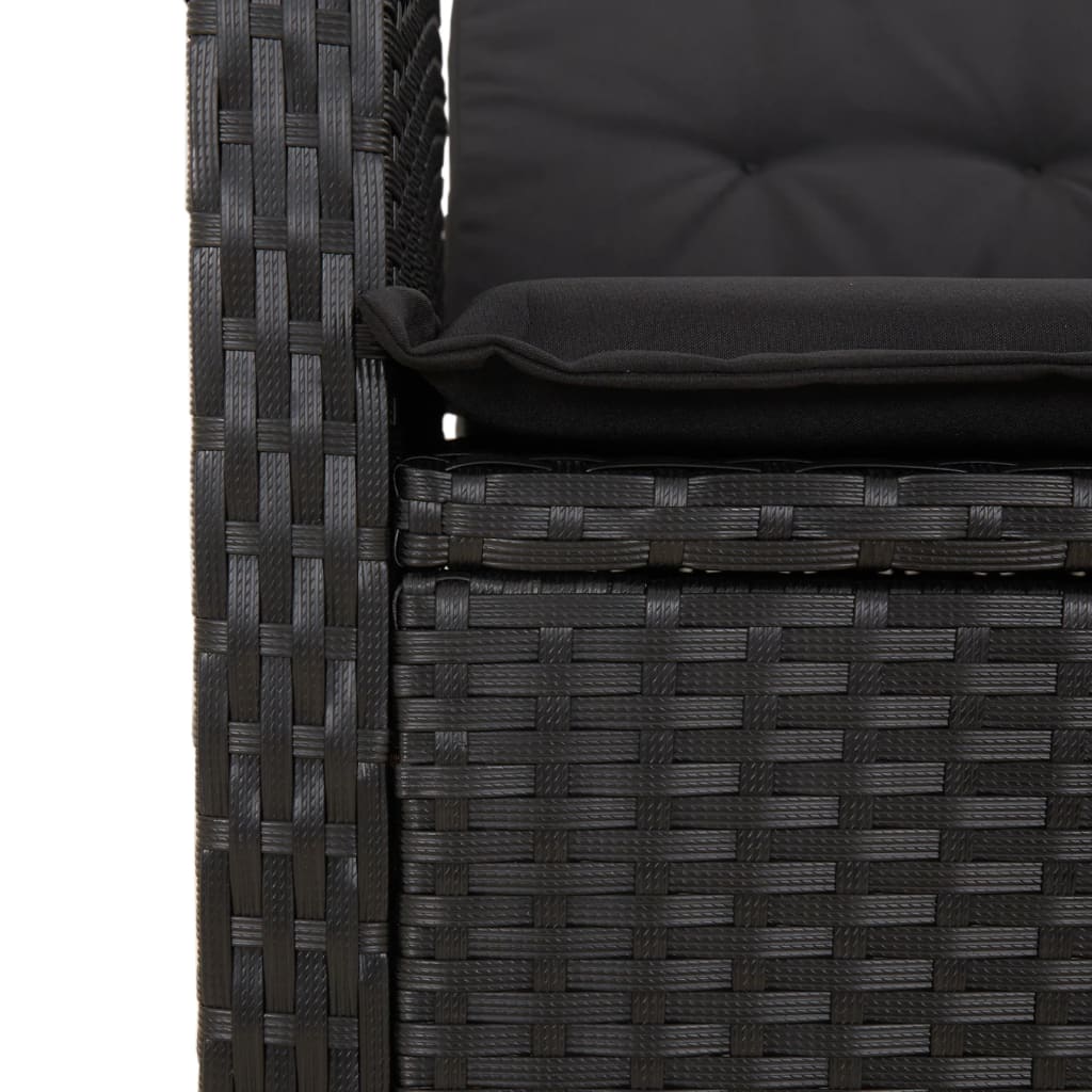 -Delige Tuinset Met Kussens Poly Rattan 7 Zwart Zonder voetensteun