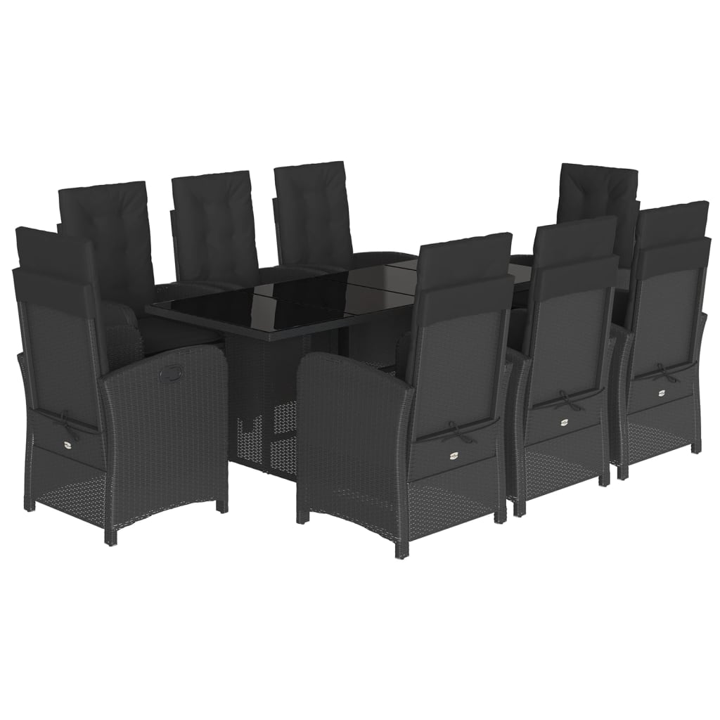 Tuinset poly rattan 9 Zwart Zonder voetensteun