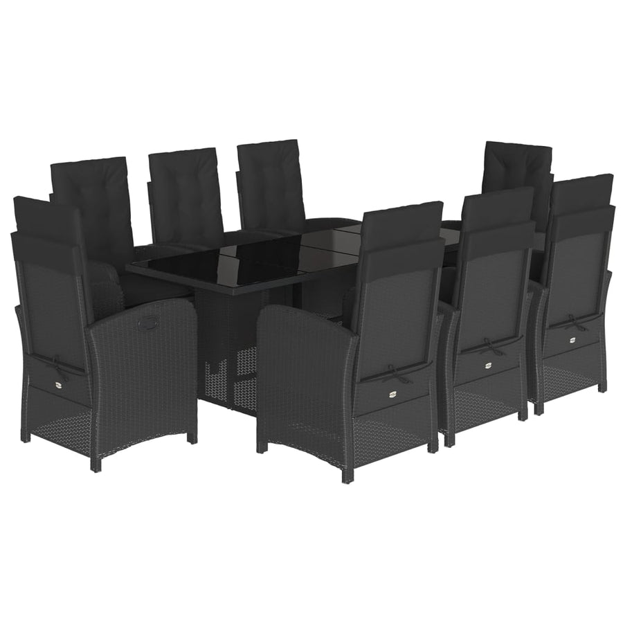 Tuinset poly rattan 9 Zwart Zonder voetensteun