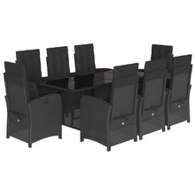 -Delige Tuinset Poly Rattan 9 Zwart Met voetensteun