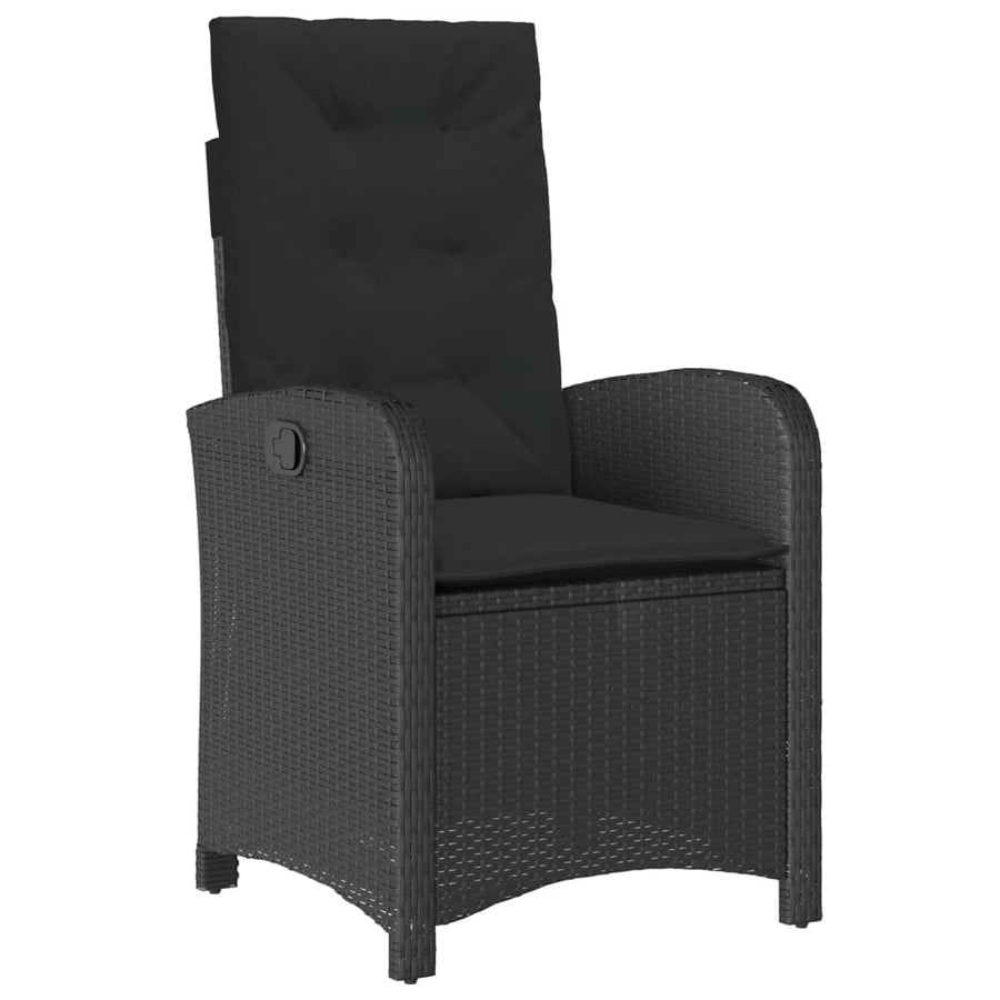 -Delige Tuinset Poly Rattan 9 Zwart Met voetensteun