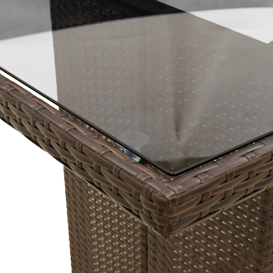 Tuinset met kussens poly rattan 7 Bruin en crème Zonder voetensteun