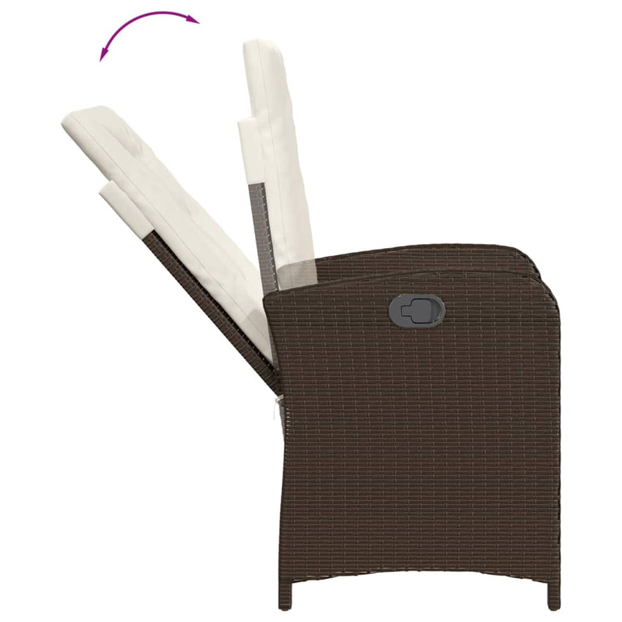 Tuinset met kussens poly rattan 9 Bruin en crème Zonder voetensteun