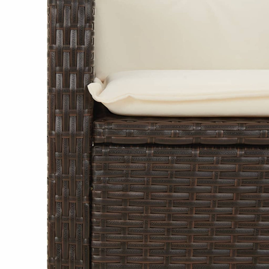 Tuinset met kussens poly rattan 9 Bruin en crème Zonder voetensteun
