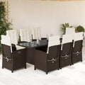 9-delige Tuinset met kussens poly rattan bruin