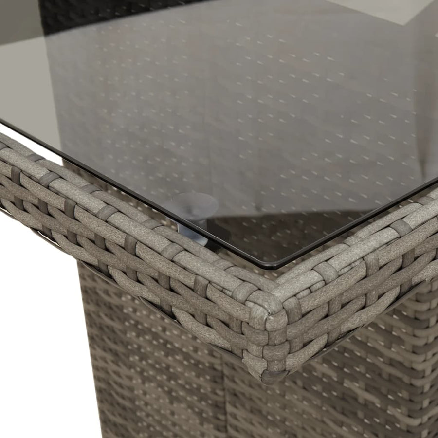 -Delige Tuinset Met Kussens Poly Rattan Grijs Zonder voetensteun 9