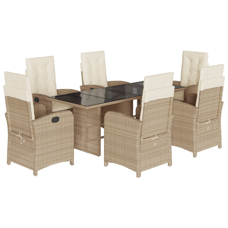 Tuinset met kussens poly rattan beige 7 beige and cream Zonder voetensteun