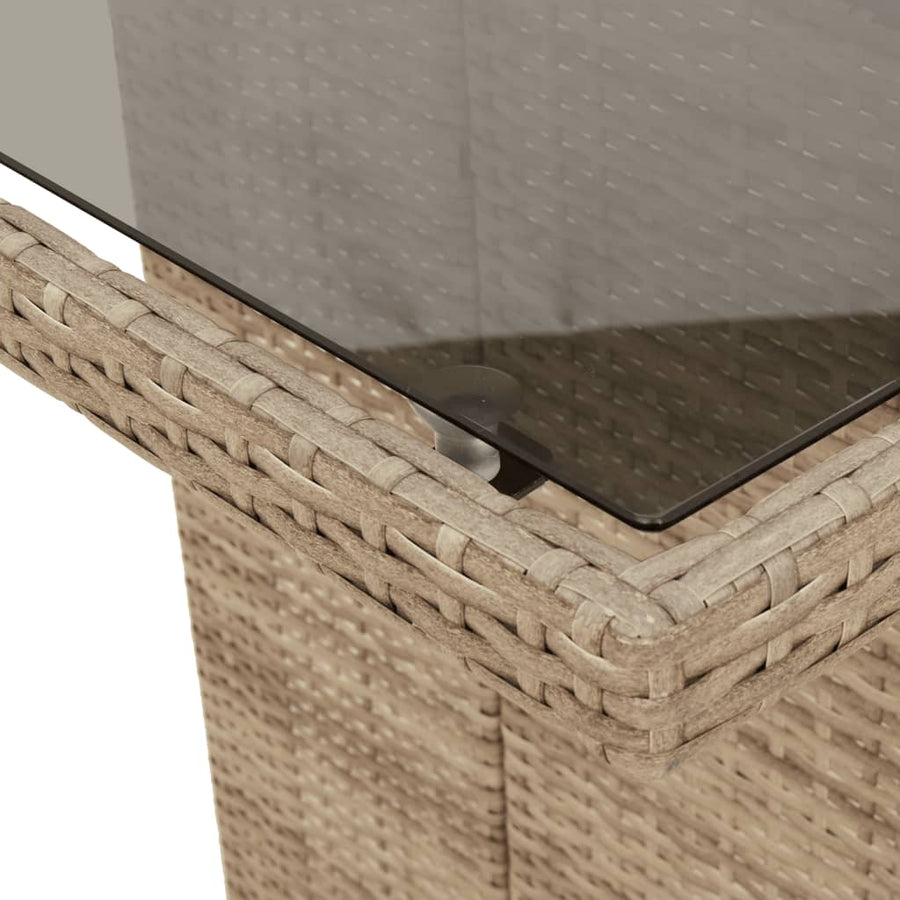 Tuinset met kussens poly rattan beige 9 beige and cream Met voetensteun
