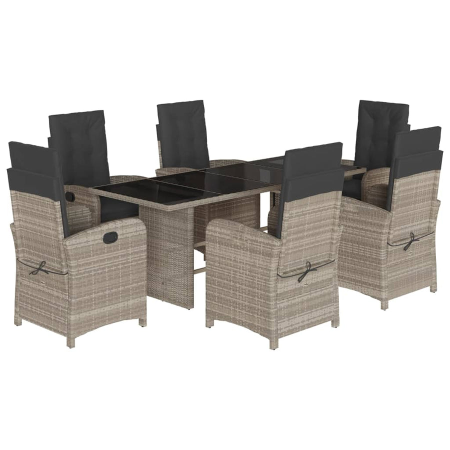 -Delige Tuinset Met Kussens Poly Rattan Grijs Lichtgrijs Zonder voetensteun 7