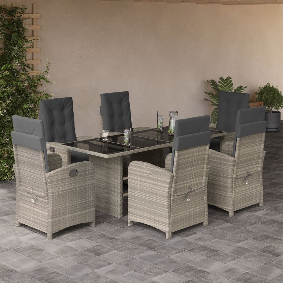 -Delige Tuinset Met Kussens Poly Rattan Grijs Lichtgrijs Zonder voetensteun 7