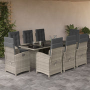 Tuinset 9-delig poly rattan lichtgrijs met kussens
