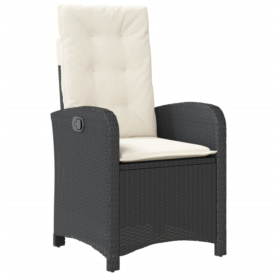 Tuinset poly rattan 9 Zwart en crème Met voetensteun