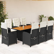 Tuinset poly rattan 9-delig zwart