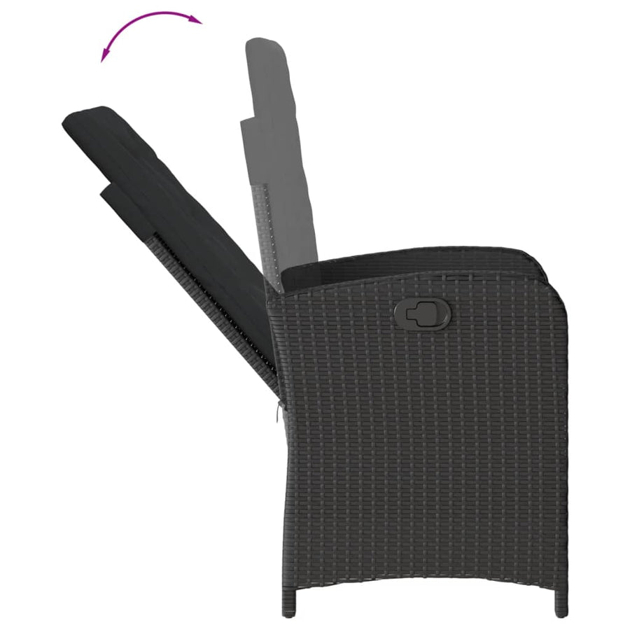Tuinset met kussens poly rattan 7 Zwart Zonder voetensteun