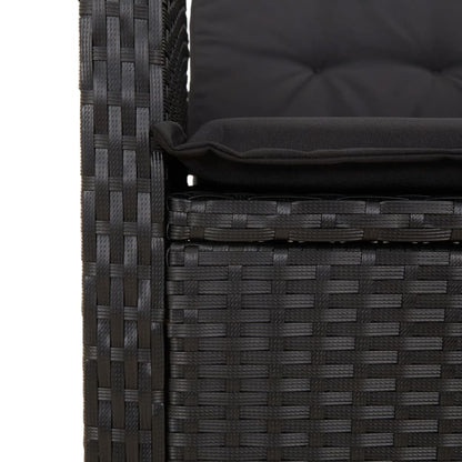 Tuinset met kussens poly rattan 7 Zwart Zonder voetensteun