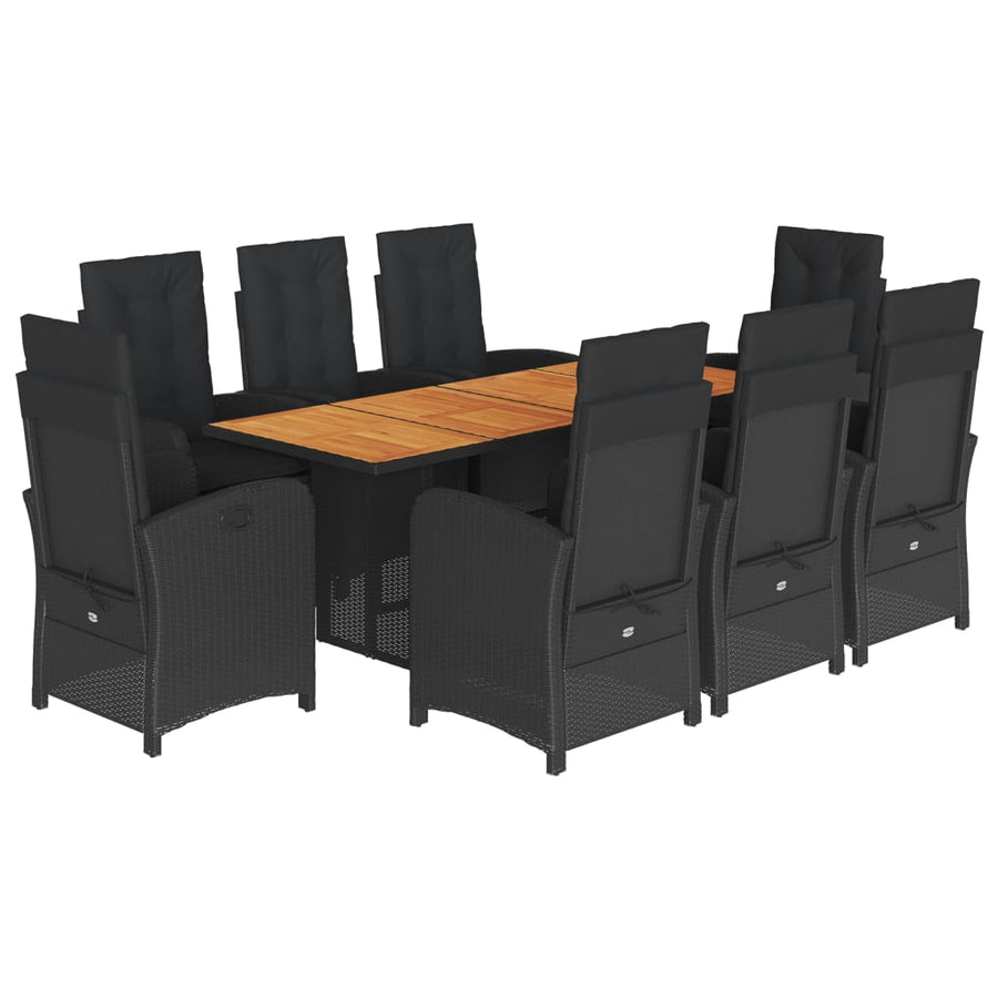 Tuinset poly rattan 9 Zwart Zonder voetensteun