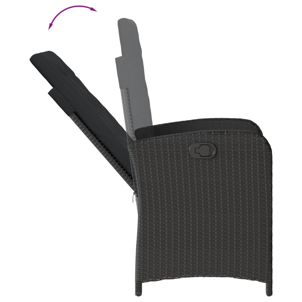 Tuinset poly rattan 9 Zwart Zonder voetensteun