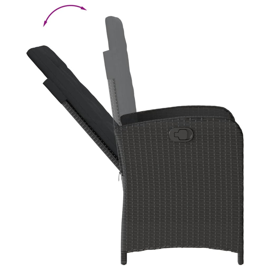 Tuinset poly rattan 9 Zwart Zonder voetensteun