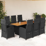 Tuinset 9-delig poly rattan zwart
